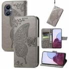 For OnePlus N20 5G Butterfly Love Flower Embossed Flip Leather Phone Case(Gray) - 1