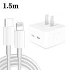 PD 35W Dual USB-C / Type-C Ports Charger with 1.5m Type-C to 8 Pin Data Cable, US Plug - 1