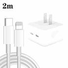 PD 35W Dual USB-C / Type-C Ports Charger with 2m Type-C to 8 Pin Data Cable, US Plug - 1