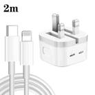 PD 35W Dual USB-C / Type-C Ports Charger with 2m Type-C to 8 Pin Data Cable, UK Plug - 1