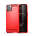 For iPhone 14 MOFI Gentleness Brushed Texture Carbon Fiber TPU Phone Case (Red) - 1