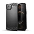 For iPhone 14 Plus MOFI Gentleness Brushed Texture Carbon Fiber TPU Phone Case  (Black) - 1