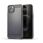 For iPhone 14 Plus MOFI Gentleness Brushed Texture Carbon Fiber TPU Phone Case  (Gray) - 1