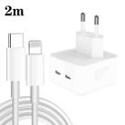 PD 35W Dual USB-C / Type-C Ports Charger with 2m Type-C to 8 Pin Data Cable, EU Plug - 1