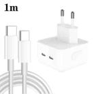 PD 35W Dual USB-C / Type-C Ports Charger with 1m Type-C to Type-C Data Cable, EU Plug - 1