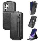For Samsung Galaxy S22 Ultra 5G Zipper Wallet Vertical Flip Leather Phone Case(Black) - 1