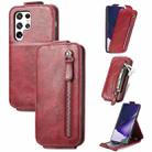 For Samsung Galaxy S22 Ultra 5G Zipper Wallet Vertical Flip Leather Phone Case(Red) - 1