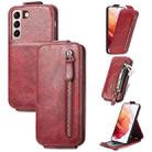 For Samsung Galaxy S21 5G Zipper Wallet Vertical Flip Leather Phone Case(Red) - 1