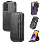 For Samsung Galaxy A72 5G / 4G Zipper Wallet Vertical Flip Leather Phone Case(Black) - 1