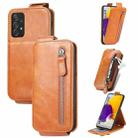 For Samsung Galaxy A72 5G / 4G Zipper Wallet Vertical Flip Leather Phone Case(Brown) - 1