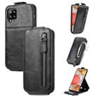 For Samsung Galaxy A42 5G Zipper Wallet Vertical Flip Leather Phone Case(Black) - 1