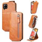 For Samsung Galaxy A42 5G Zipper Wallet Vertical Flip Leather Phone Case(Brown) - 1