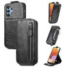 For Samsung Galaxy A32 4G Zipper Wallet Vertical Flip Leather Phone Case(Black) - 1