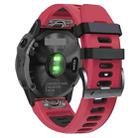 For Garmin Fenix 7X 26mm Silicone Sports Two-Color Watch Band(Red+Black) - 1