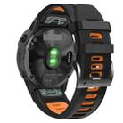 For Garmin Fenix 7X Solar 26mm Silicone Sports Two-Color Watch Band(Black+Orange) - 1