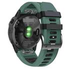 For Garmin Tactix 7 26mm Silicone Sports Two-Color Watch Band(Amy Green+Black) - 1