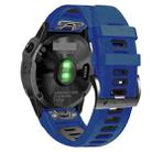 For Garmin Fenix 6X 26mm Silicone Sports Two-Color Watch Band(Midnight Blue+Black) - 1