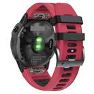 For Garmin Fenix 6X Pro 26mm Silicone Sports Two-Color Watch Band(Red+Black) - 1