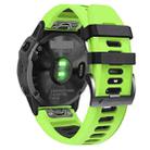 For Garmin Fenix 6X Pro 26mm Silicone Sports Two-Color Watch Band(Lime+Black) - 1