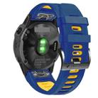 For Garmin Fenix 3 HR 26mm Silicone Sports Two-Color Watch Band(Midnight Blue+Yellow) - 1