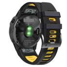 For Garmin Descent MK2 26mm Silicone Sports Two-Color Watch Band(Black+Yellow) - 1