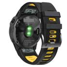 For Garmin Descent MK2i 26mm Silicone Sports Two-Color Watch Band(Black+Yellow) - 1