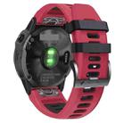 For Garmin Fenix 7 22mm Silicone Sports Two-Color Watch Band(Red+Black) - 1