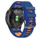 For Garmin Fenix 6 22mm Silicone Sports Two-Color Watch Band(Midnight Blue+Orange) - 1
