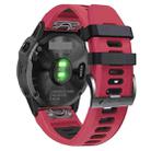 For Garmin Fenix 6 Pro 22mm Silicone Sports Two-Color Watch Band(Red+Black) - 1