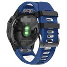 For Garmin Fenix 5 22mm Silicone Sports Two-Color Watch Band(Midnight Blue + White) - 1