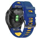 For Garmin Fenix 5 Plus 22mm Silicone Sports Two-Color Watch Band(Midnight Blue+Yellow) - 1