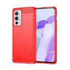 For OnePlus Nord 2T MOFI Gentleness Series Brushed Texture Carbon Fiber Soft TPU Case(Red) - 1