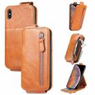 For iPhone XS Max Zipper Wallet Vertical Flip Leather Phone Case(Brown) - 1