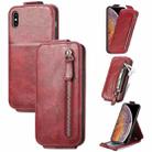 For iPhone X / XS Zipper Wallet Vertical Flip Leather Phone Case(Red) - 1