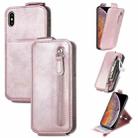 For iPhone X / XS Zipper Wallet Vertical Flip Leather Phone Case(Pink) - 1