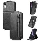 For iPhone XR Zipper Wallet Vertical Flip Leather Phone Case(Black) - 1
