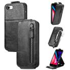 For iPhone SE 2022 / SE 2020 / 8 / 7 Zipper Wallet Vertical Flip Leather Phone Case(Black) - 1