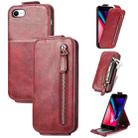 For iPhone SE 2022 / SE 2020 / 8 / 7 Zipper Wallet Vertical Flip Leather Phone Case(Red) - 1