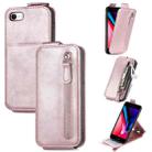 For iPhone SE 2022 / SE 2020 / 8 / 7 Zipper Wallet Vertical Flip Leather Phone Case(Pink) - 1