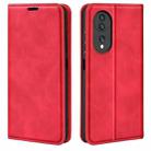 For  Honor 70 Retro-skin Magnetic Suction Leather Phone Case(Red) - 1