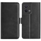 For OPPO Reno8 Dual-side Magnetic Buckle Flip Leather Phone Case(Black) - 1