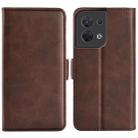 For OPPO Reno8 Dual-side Magnetic Buckle Flip Leather Phone Case(Brown) - 1