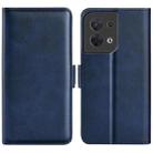 For OPPO Reno8 Dual-side Magnetic Buckle Flip Leather Phone Case(Dark Blue) - 1