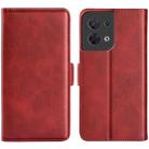 For OPPO Reno8 Dual-side Magnetic Buckle Flip Leather Phone Case(Red) - 1