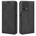 For OPPO Reno8 Retro-skin Magnetic Suction Leather Phone Case(Black) - 1