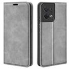 For OPPO Reno8 Retro-skin Magnetic Suction Leather Phone Case(Grey) - 1