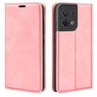 For OPPO Reno8 Retro-skin Magnetic Suction Leather Phone Case(Pink) - 1