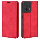 For OPPO Reno8 Retro-skin Magnetic Suction Leather Phone Case(Red) - 1