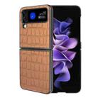 For Samsung Galaxy Z Flip4 Crocodile Texture Phone Case(Brown) - 1
