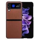 For Samsung Galaxy Z Flip4 Cross Texture Phone Case(Brown) - 1